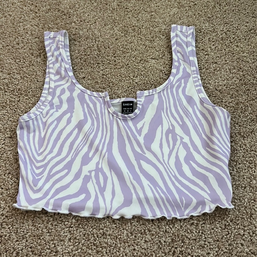 SHEIN Women’s Medium Purple Zebra Print Crop Top